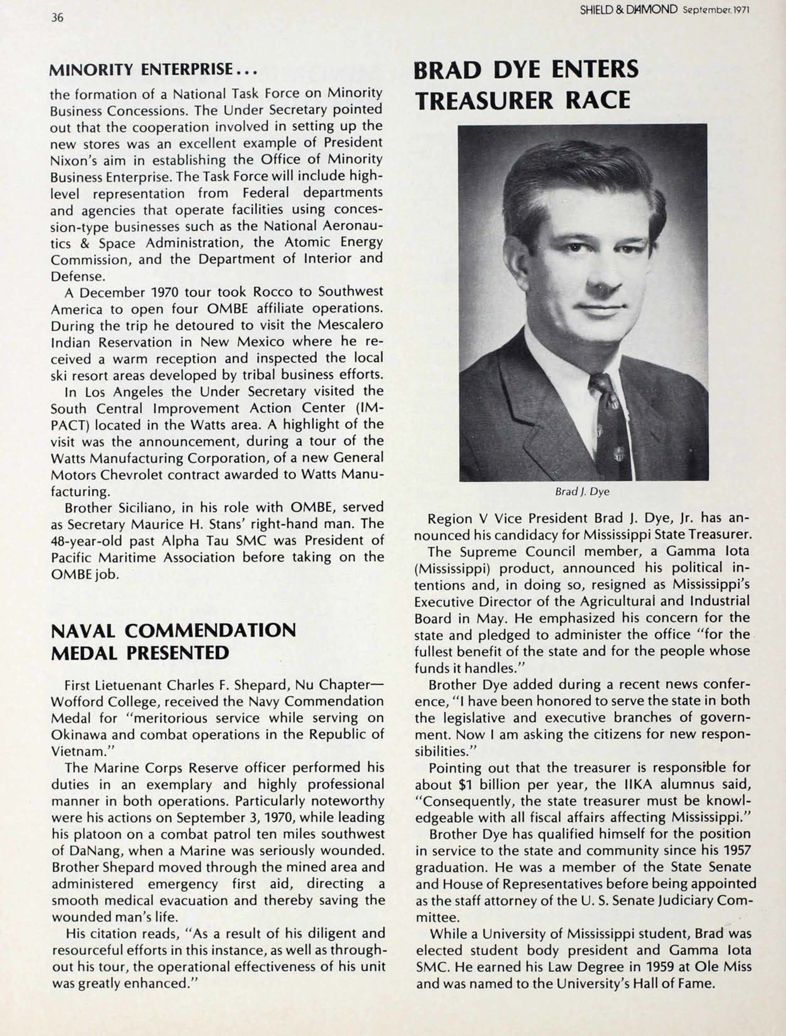 Brad Dye Enters Treasurer Race